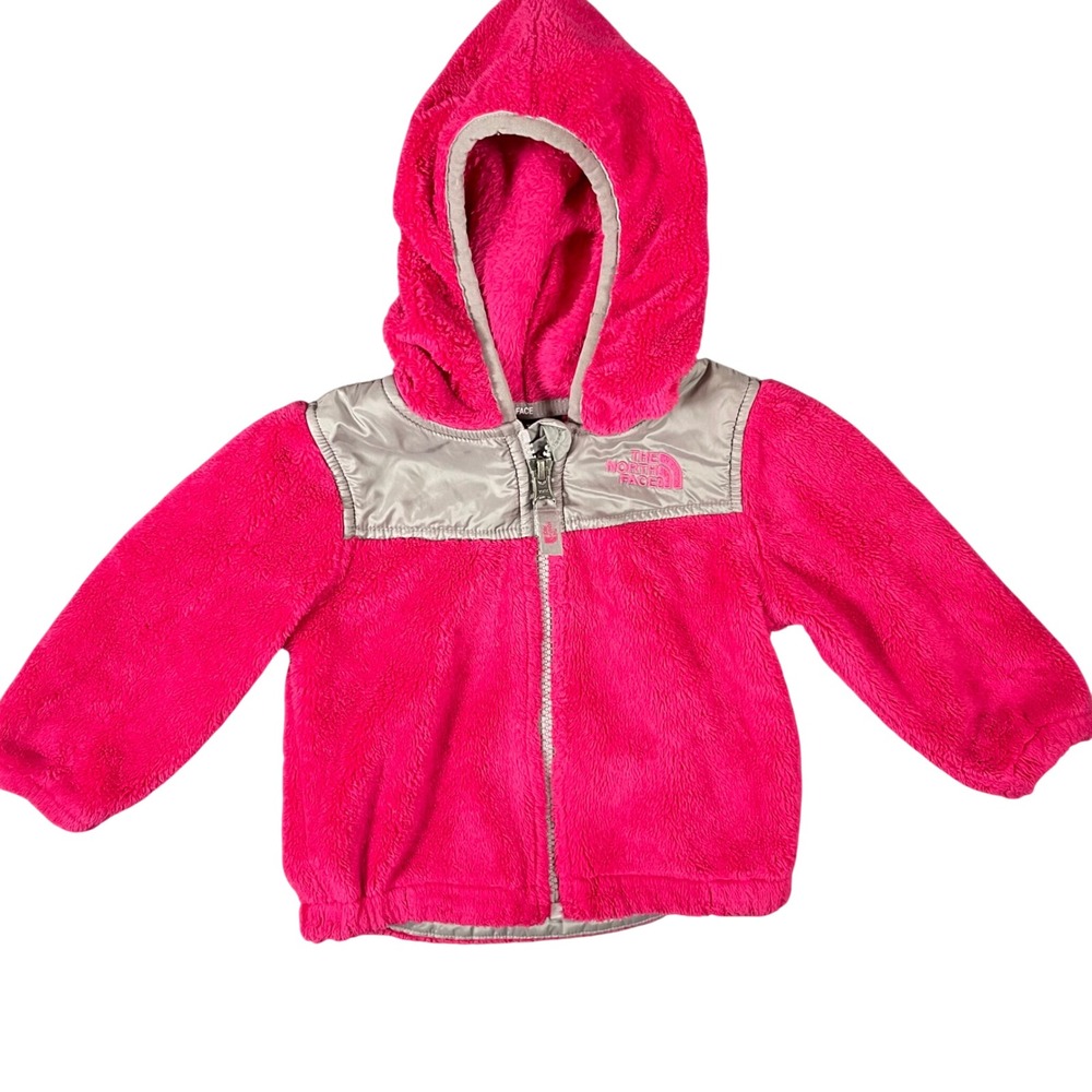 The North Face Infant Oso Hooded Fleece Jacket Pink Grey 6-12 Months Outdoor
